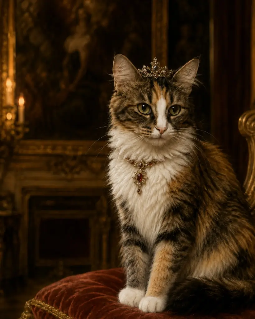 Gold-framed court portrait used in the parlor